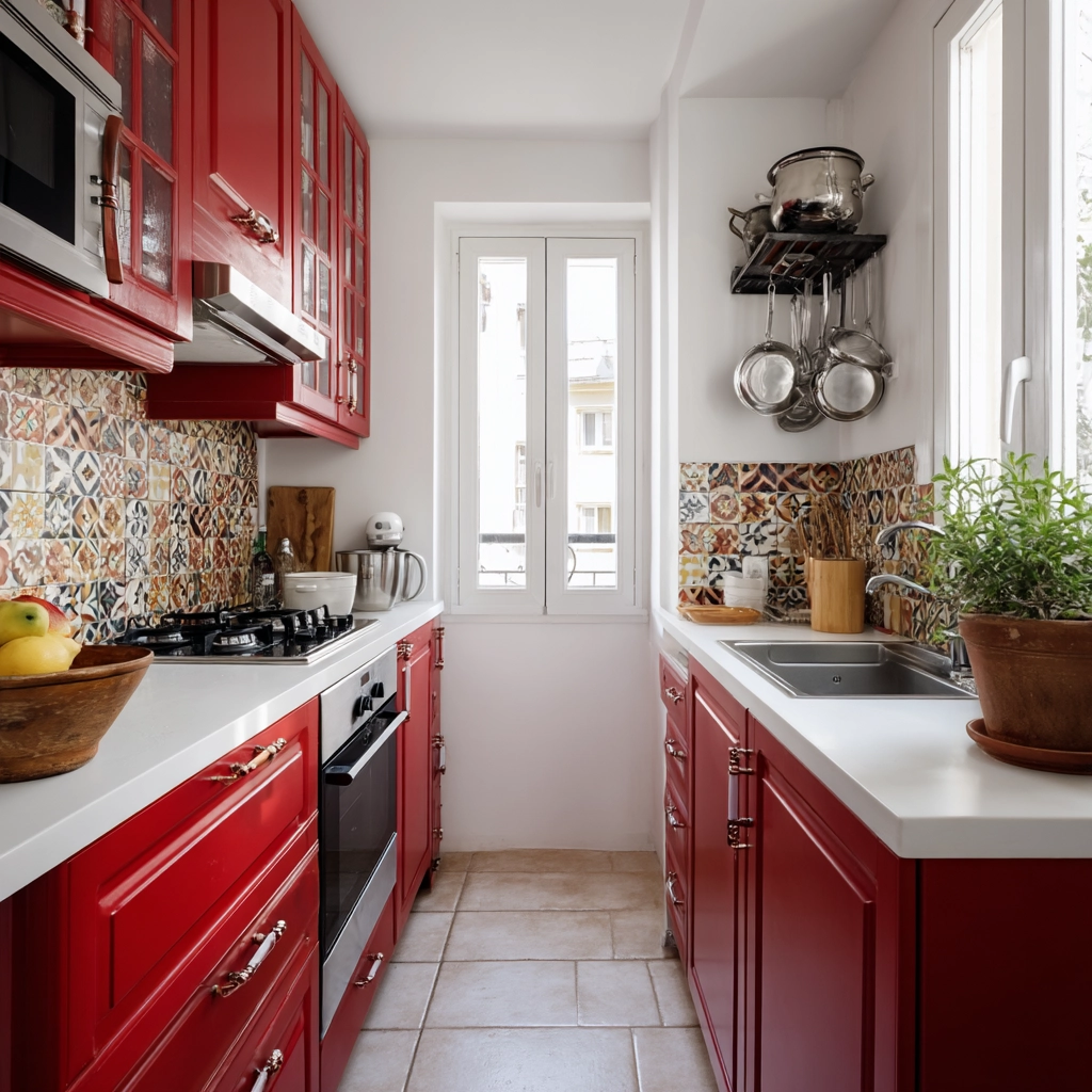 red kitchen cabinets 40