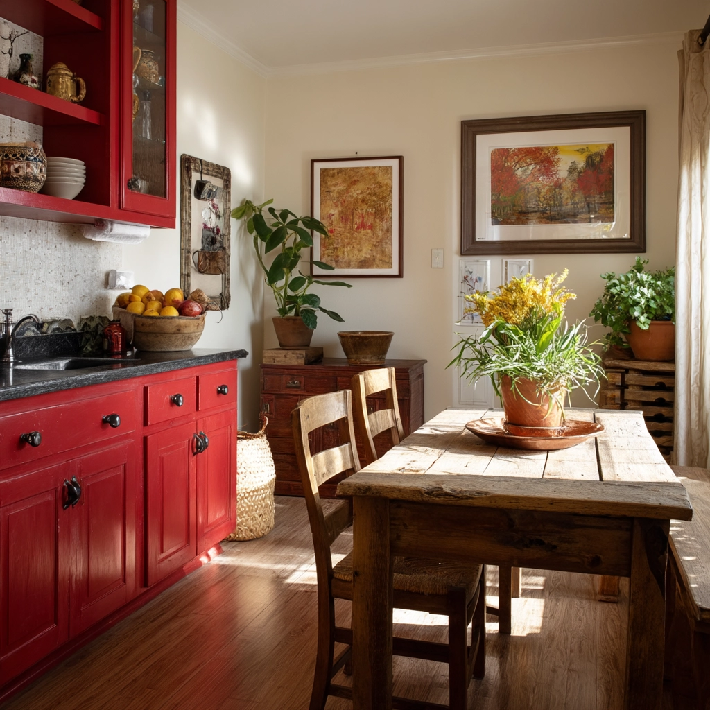 red kitchen cabinets 41