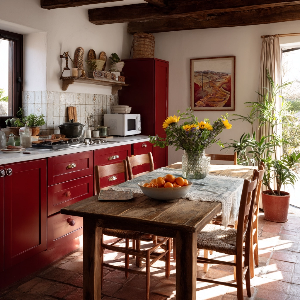 red kitchen cabinets 42