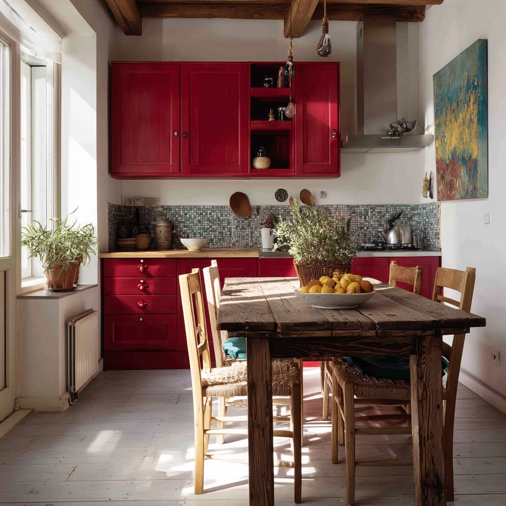 red kitchen cabinets 43