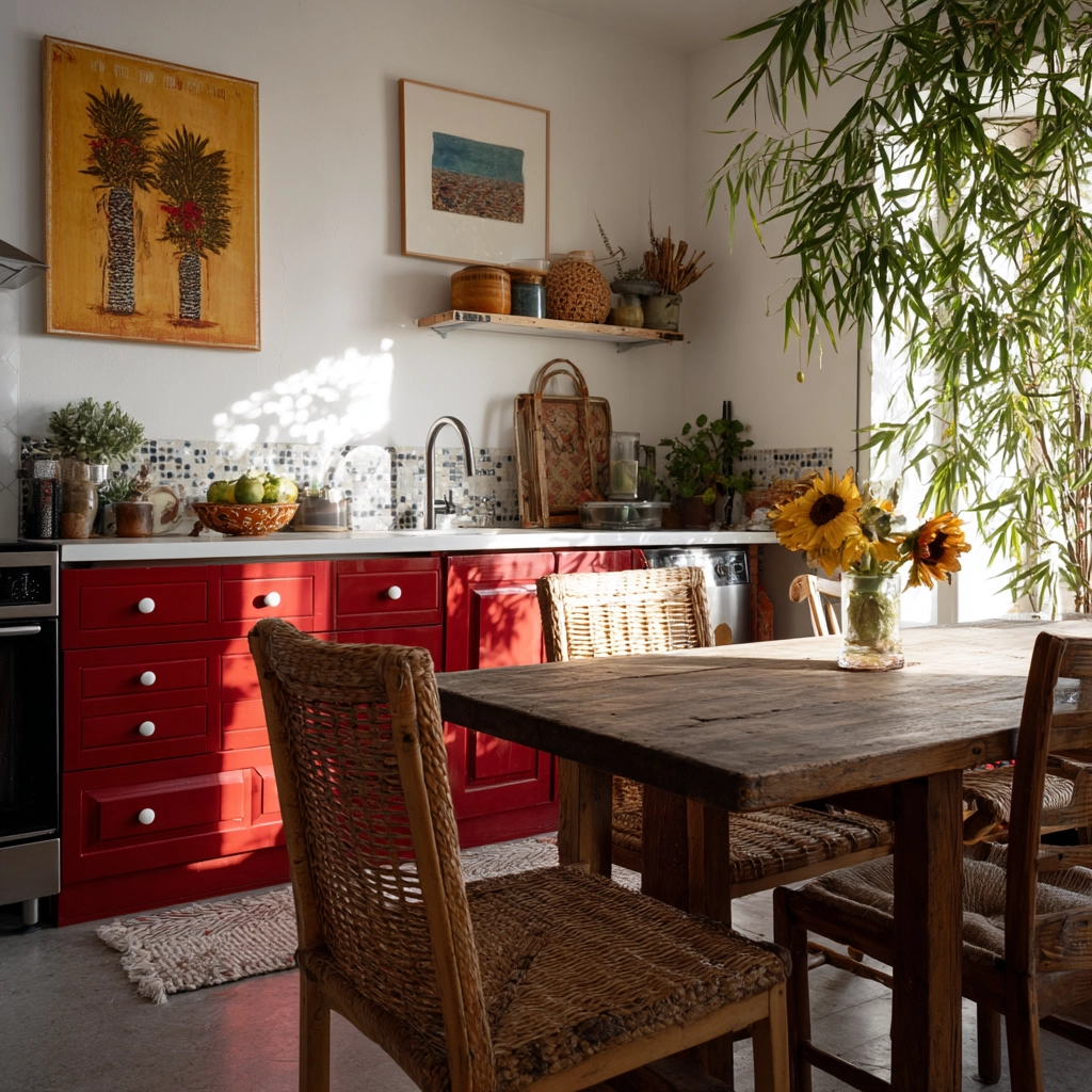 red kitchen cabinets 44