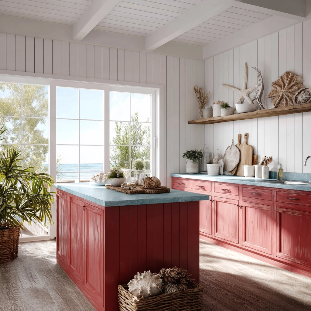 red kitchen cabinets 48