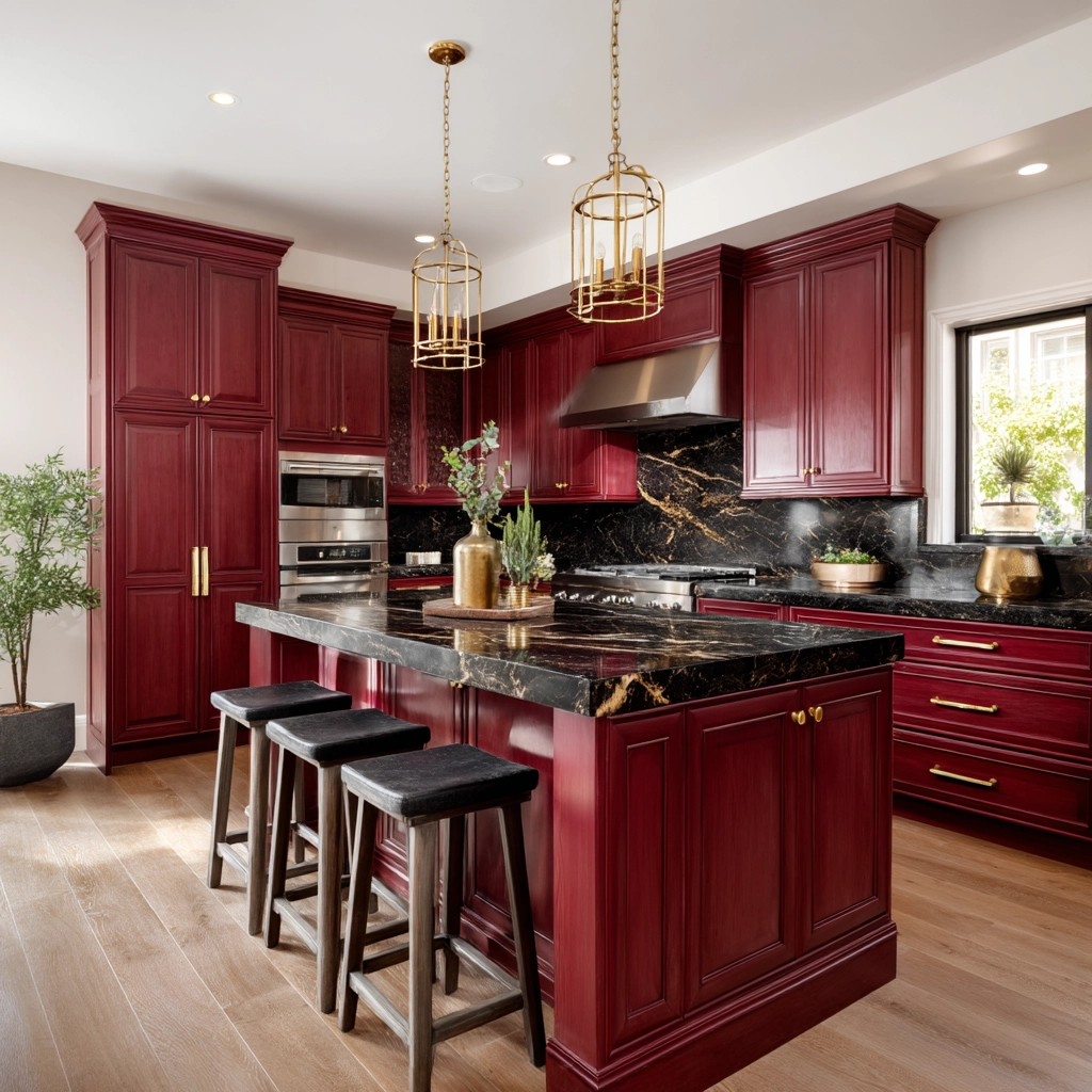 red kitchen cabinets 49
