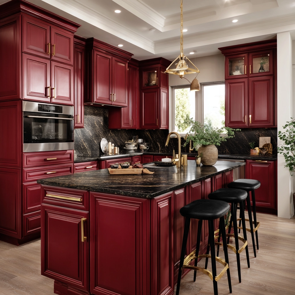 red kitchen cabinets 52