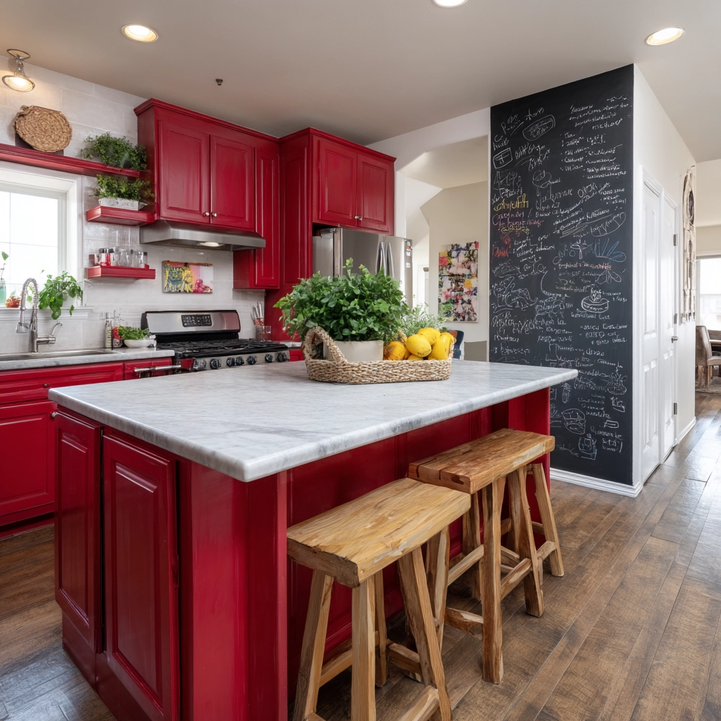 red kitchen cabinets 53