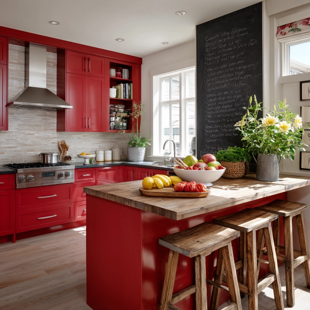 red kitchen cabinets 55