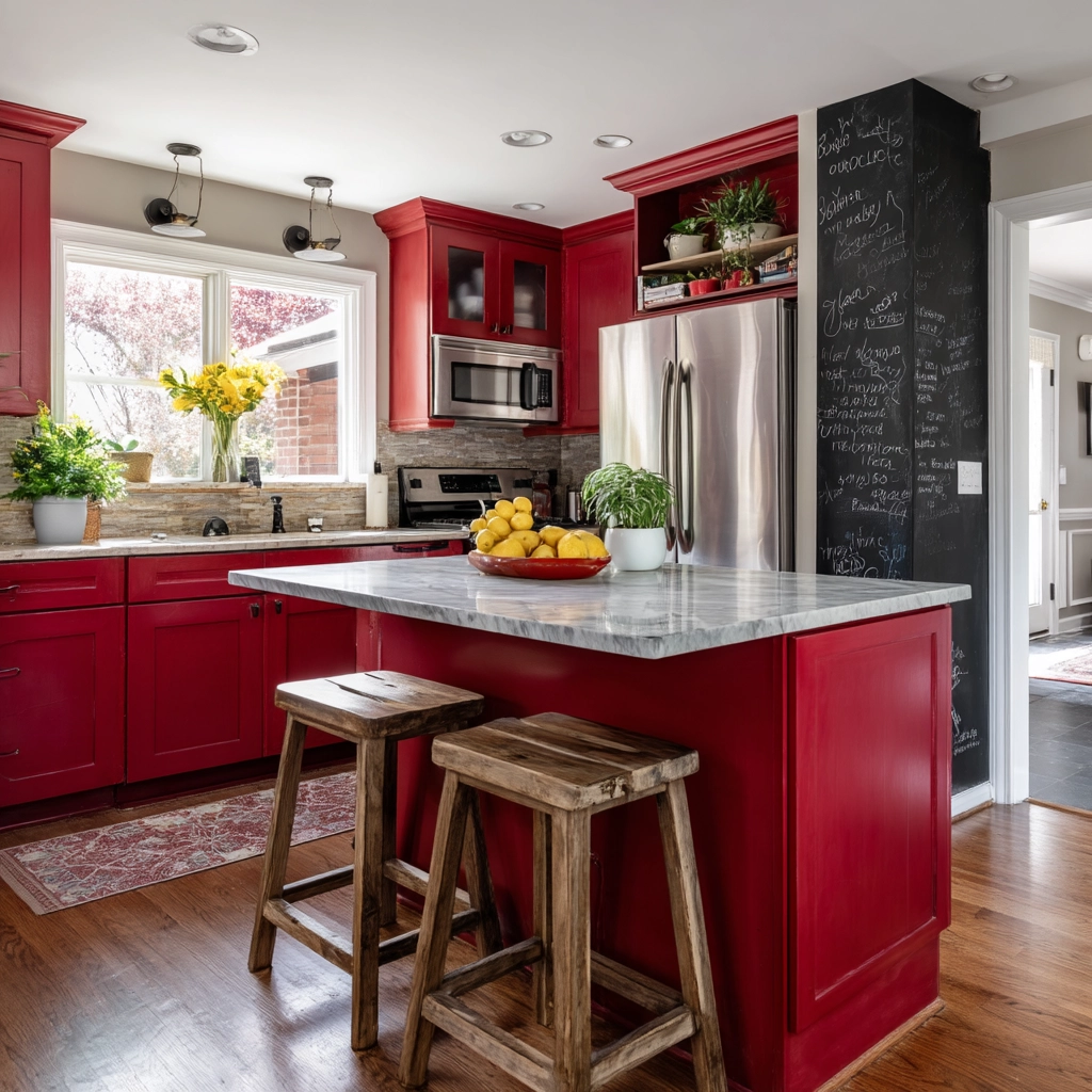red kitchen cabinets 56