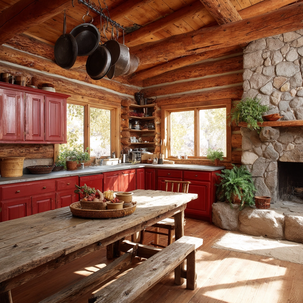 red kitchen cabinets 58