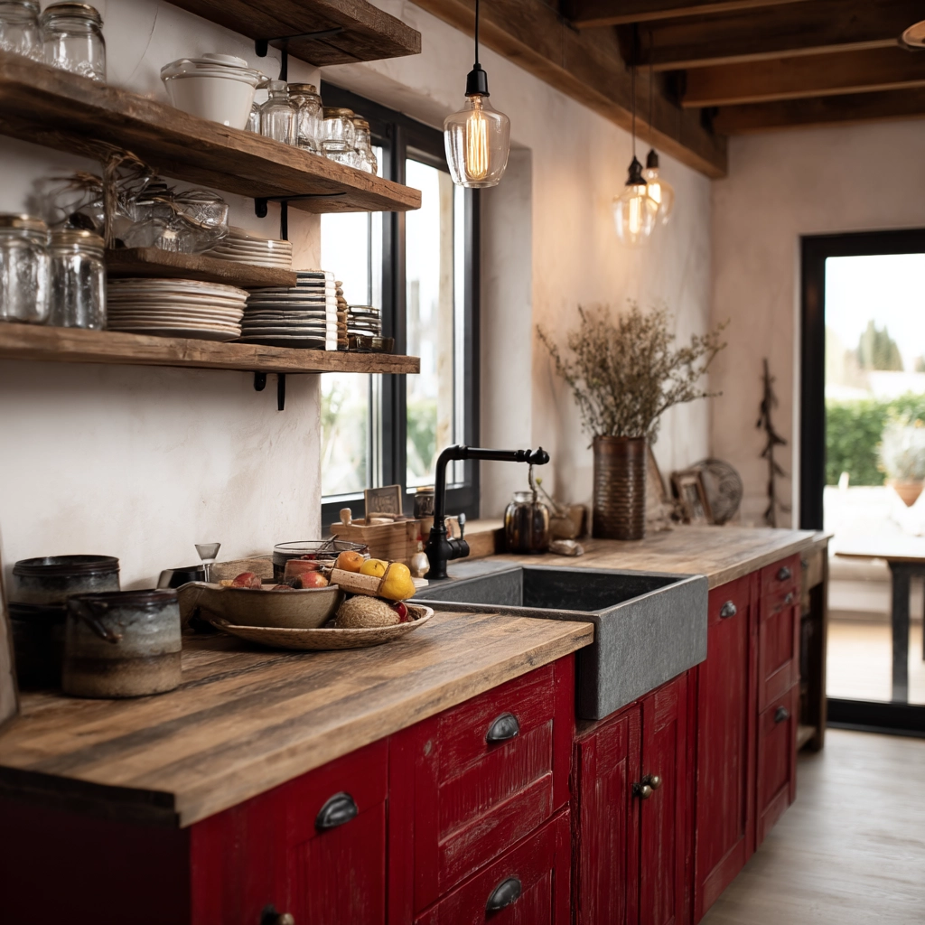red kitchen cabinets 7