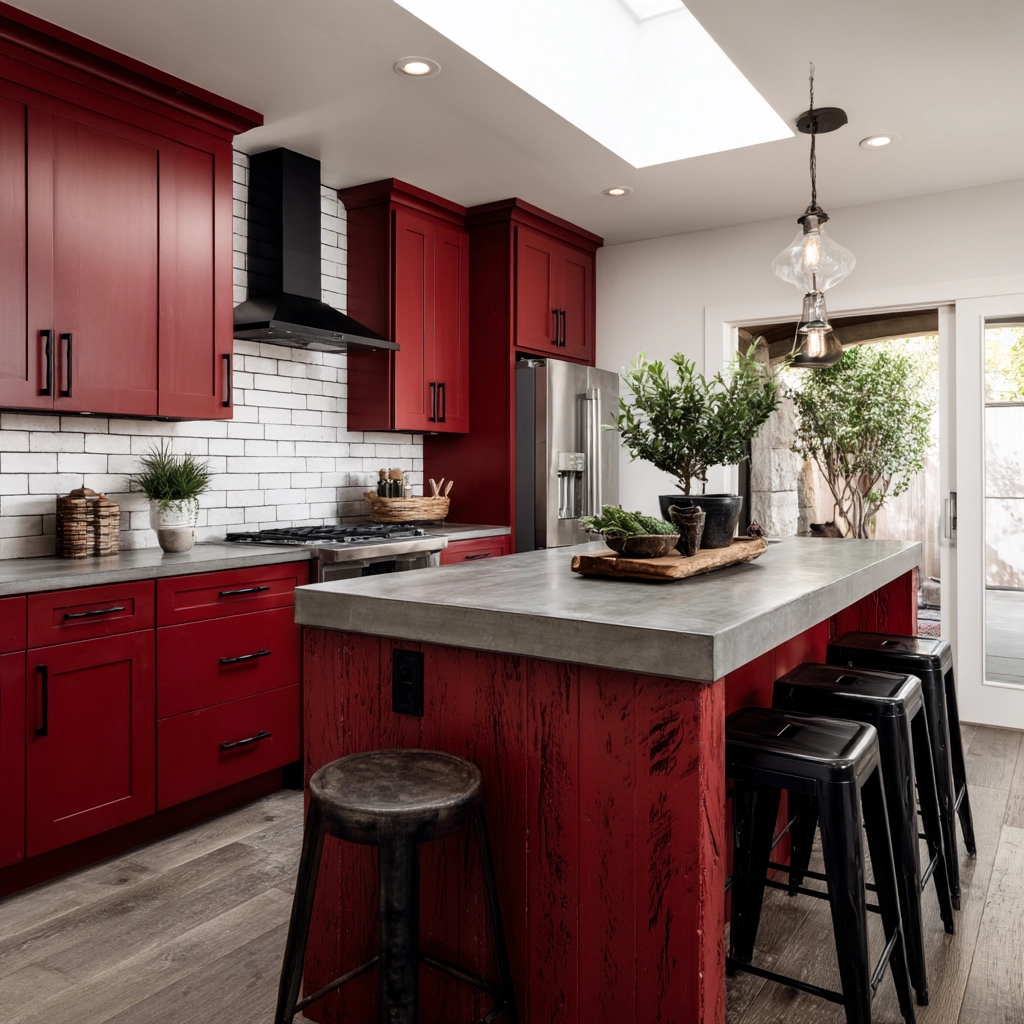 red kitchen cabinets 9