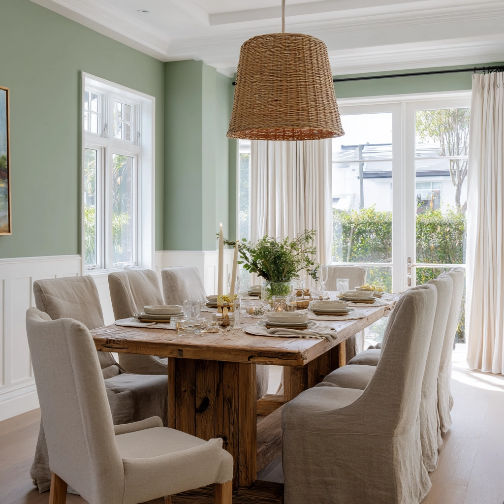 sage green dining room 1