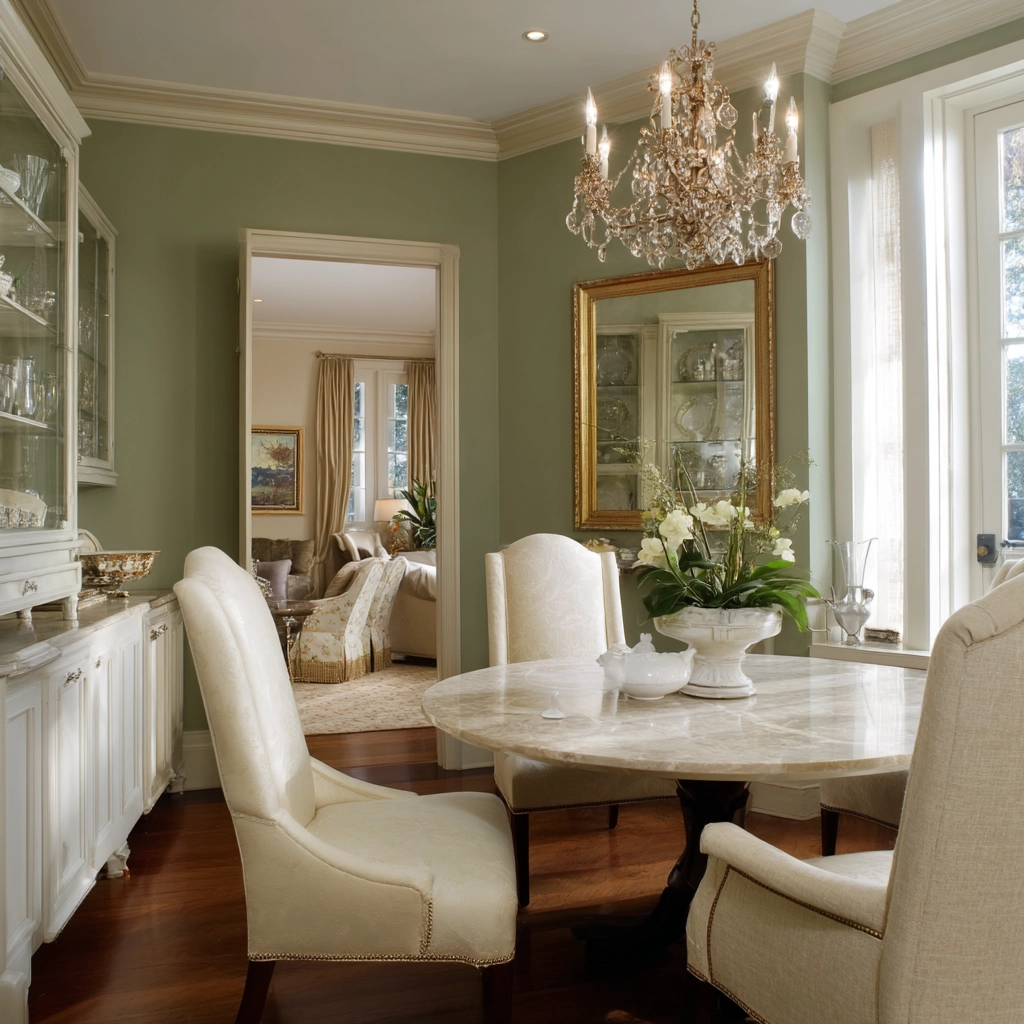 sage green dining room 13