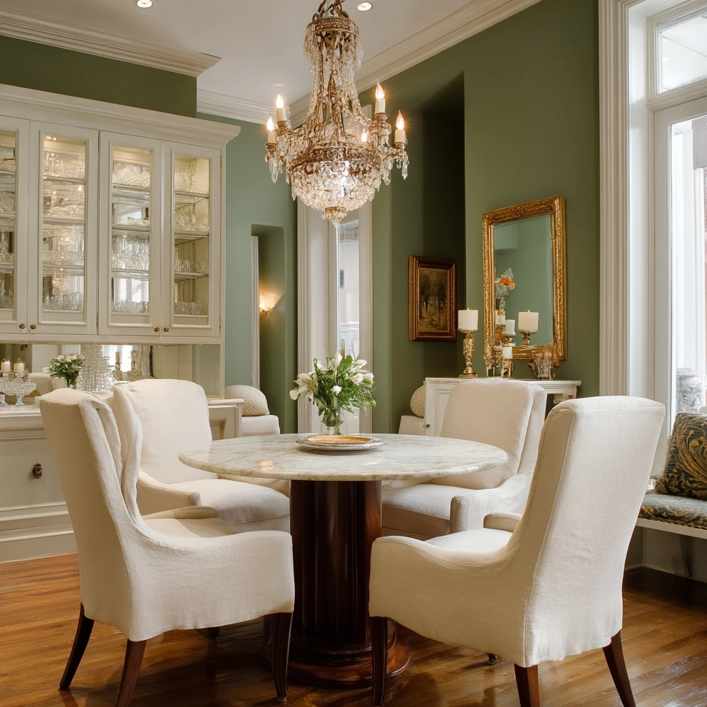sage green dining room 16