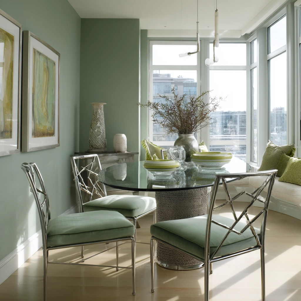 sage green dining room 17