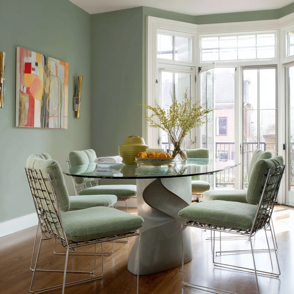 sage green dining room 18