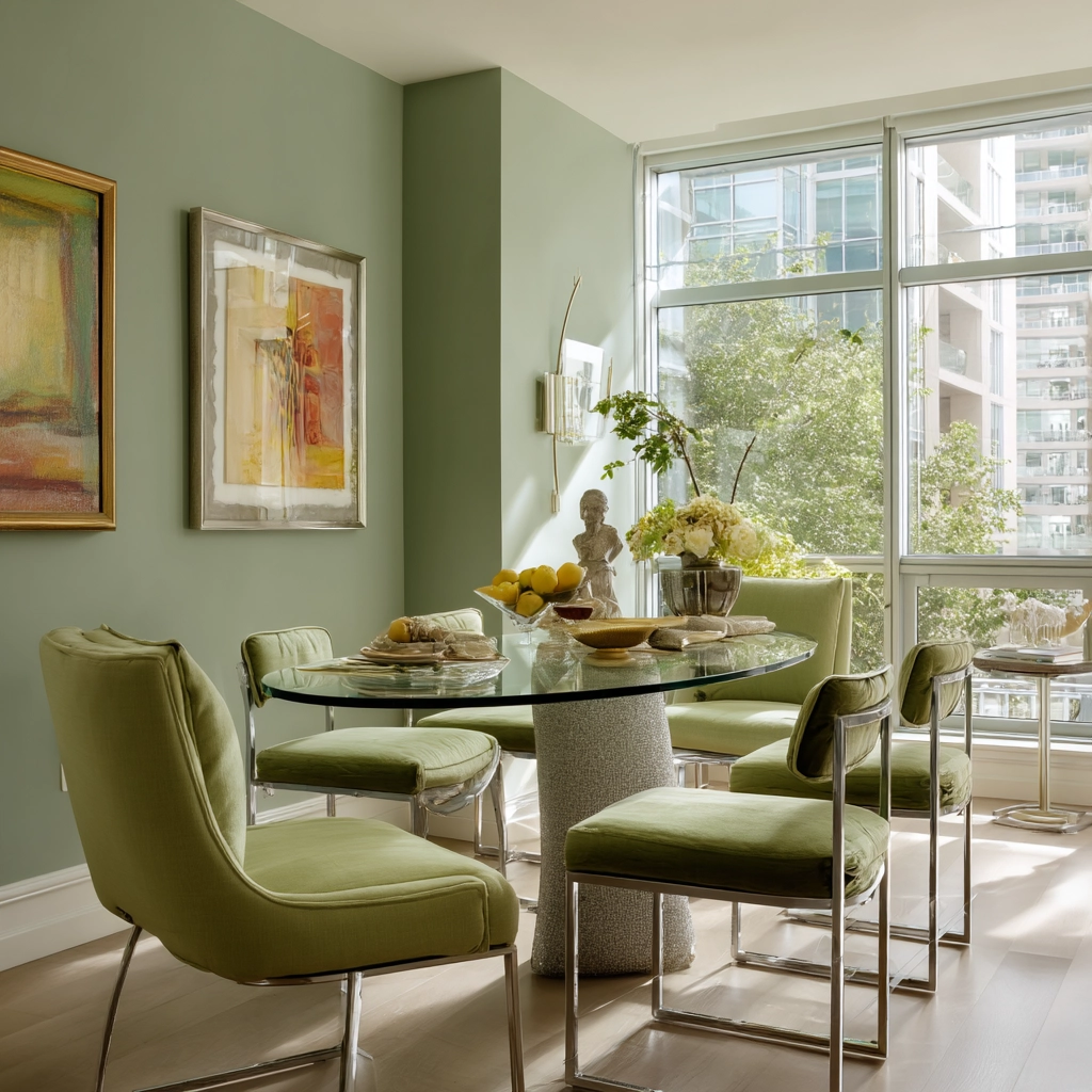sage green dining room 19