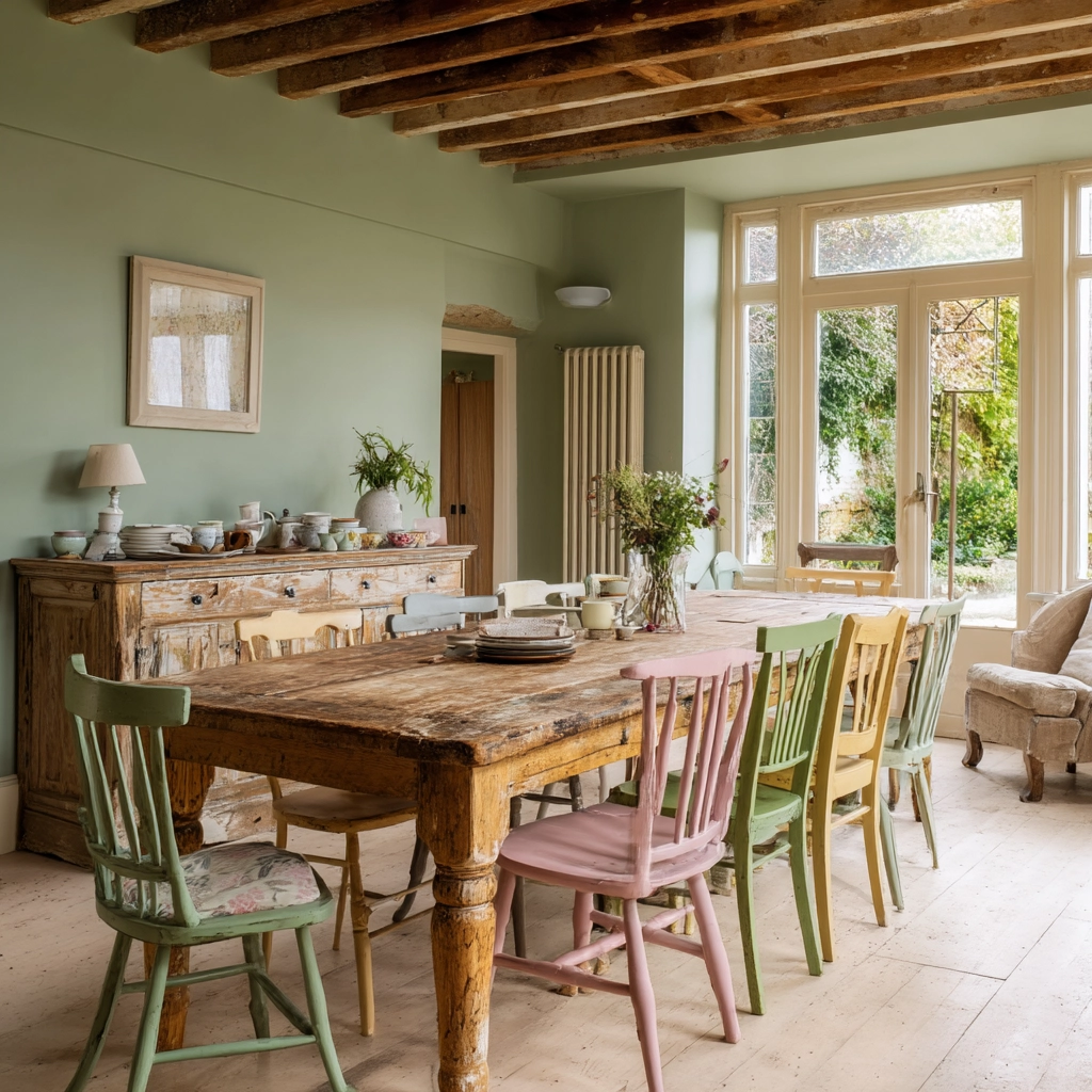 sage green dining room 24