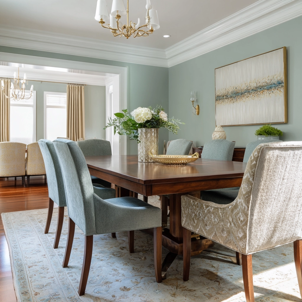 sage green dining room 31