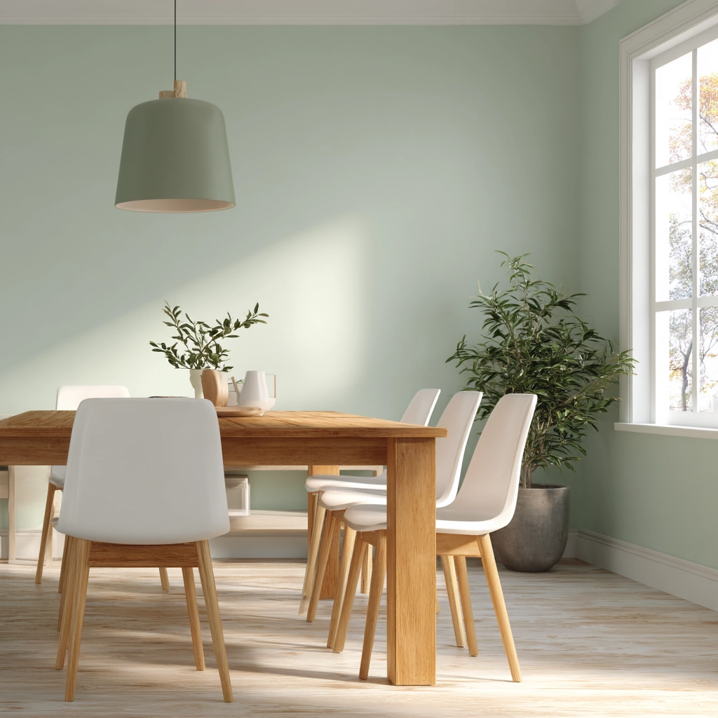 sage green dining room 33