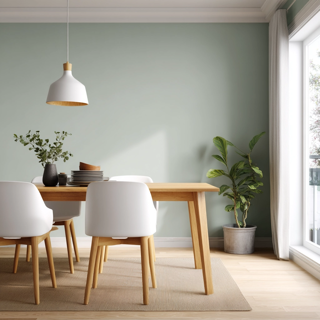 sage green dining room 34