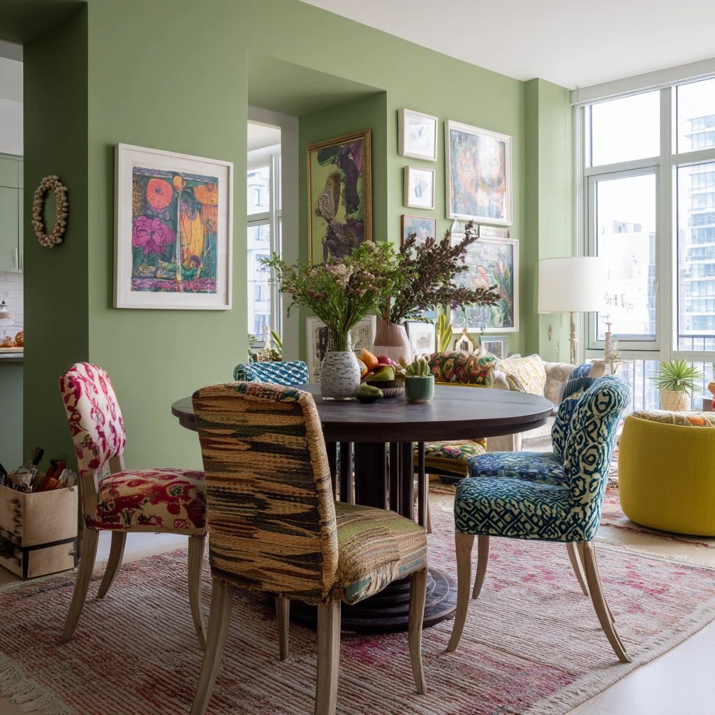 sage green dining room 38