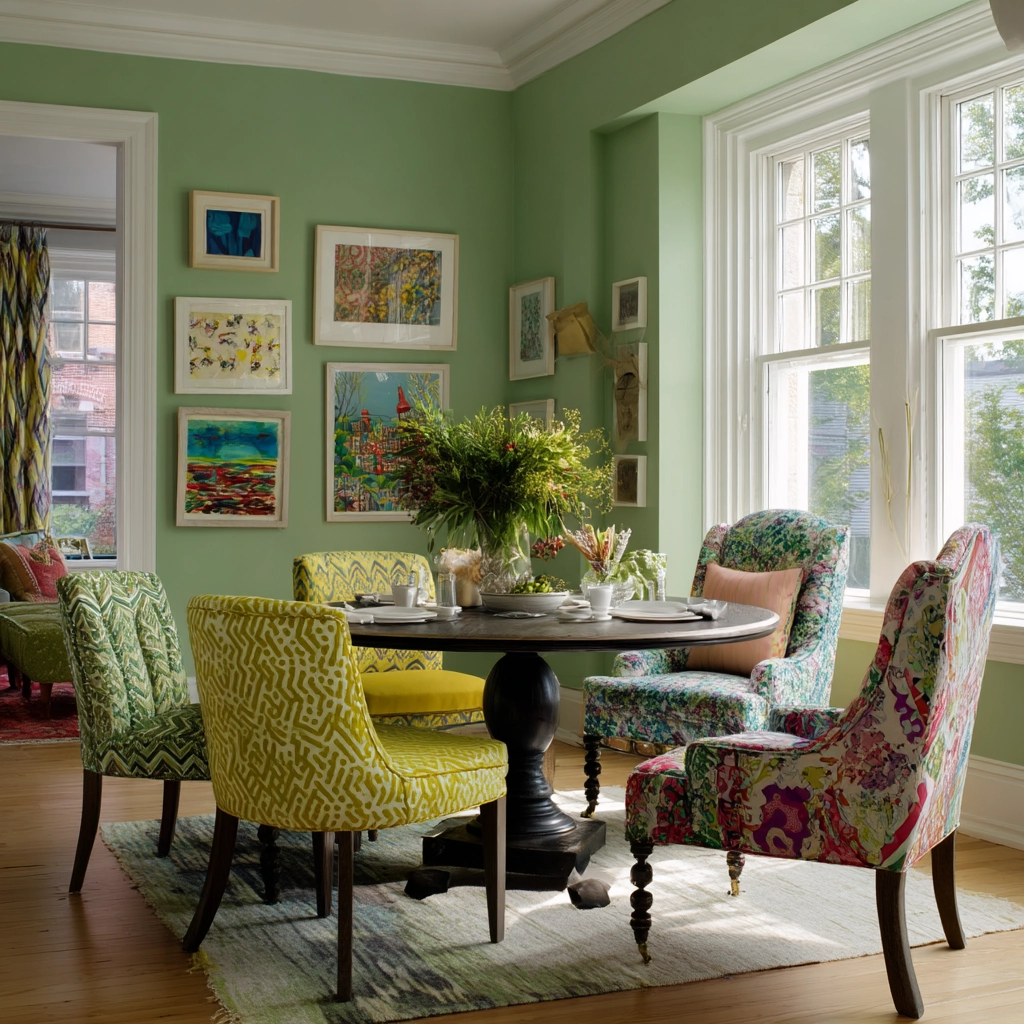 sage green dining room 40