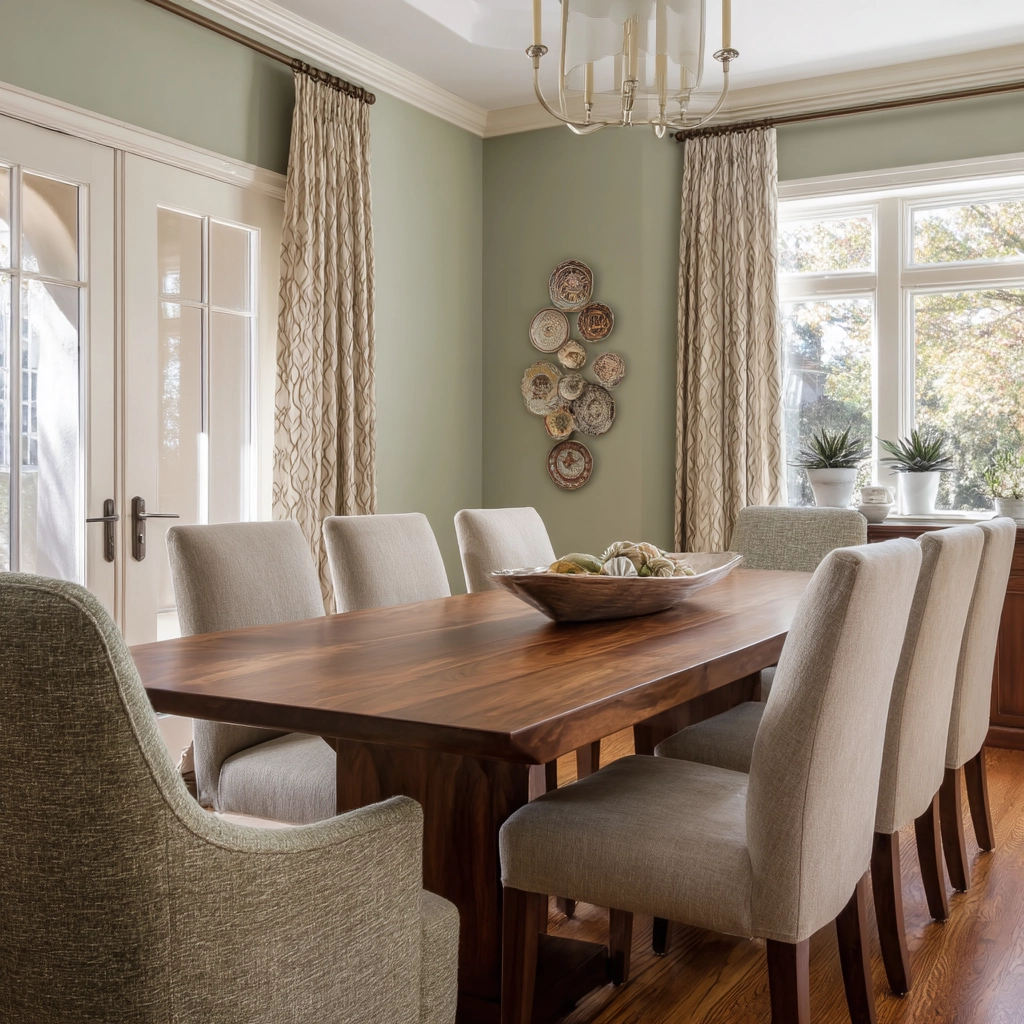 sage green dining room 46