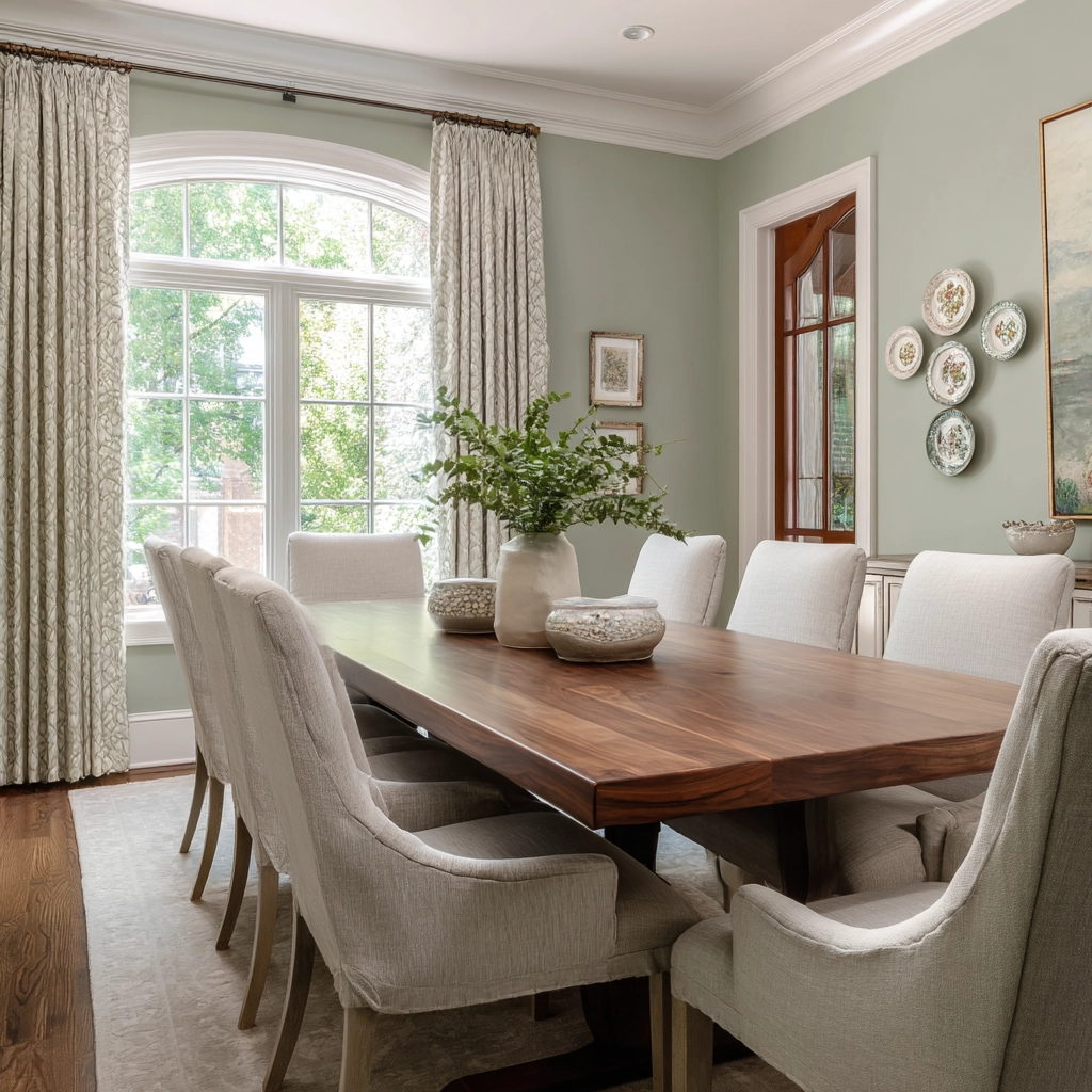sage green dining room 47