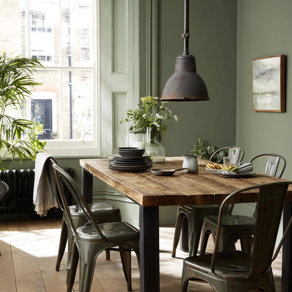 sage green dining room 49
