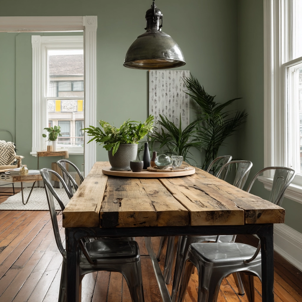 sage green dining room 50