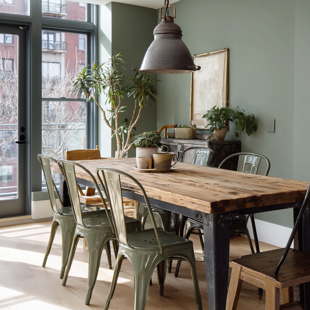 sage green dining room 52
