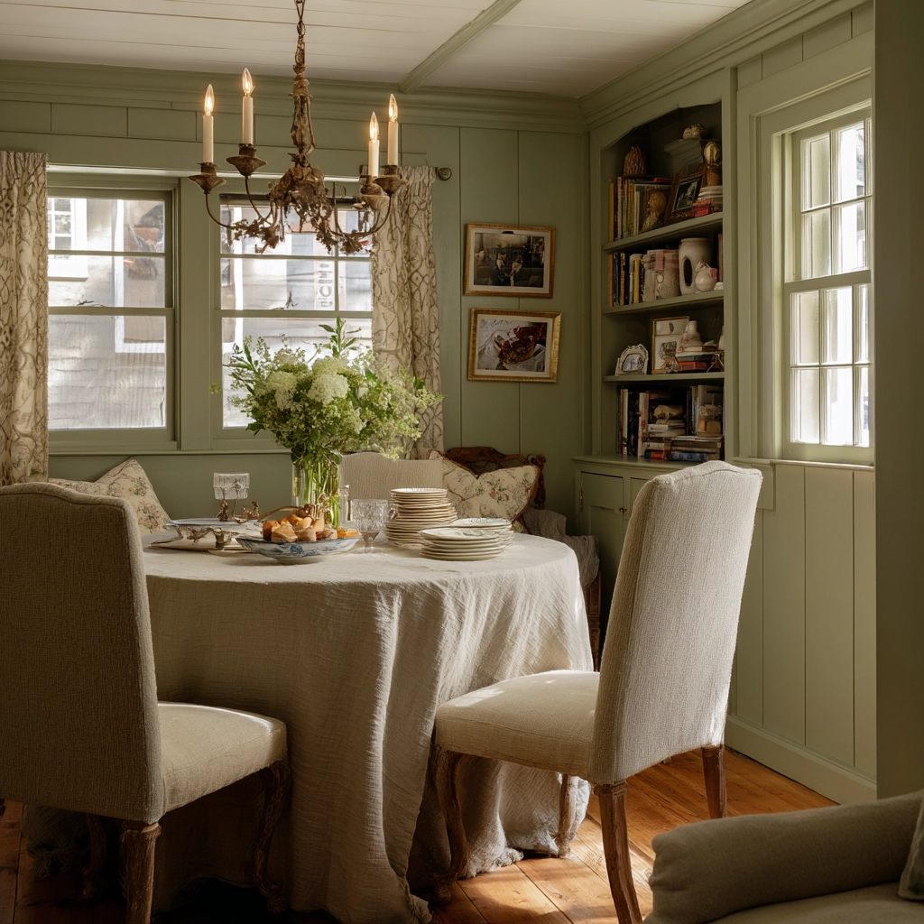 sage green dining room 54