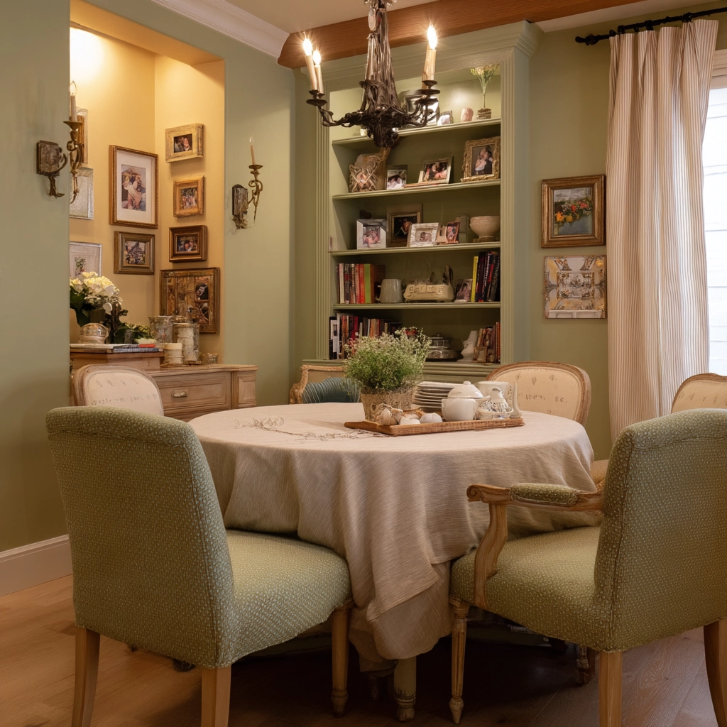 sage green dining room 55