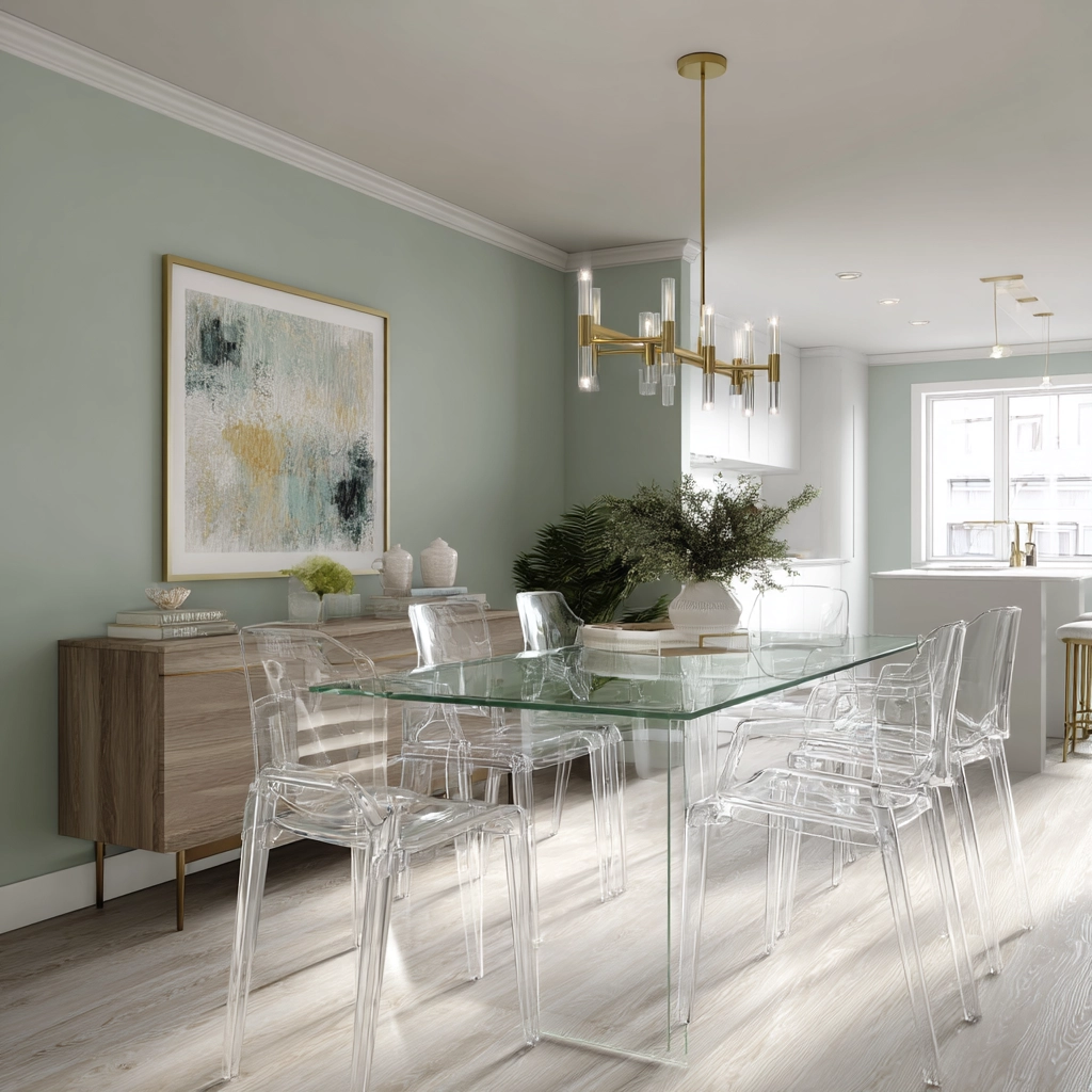sage green dining room 7