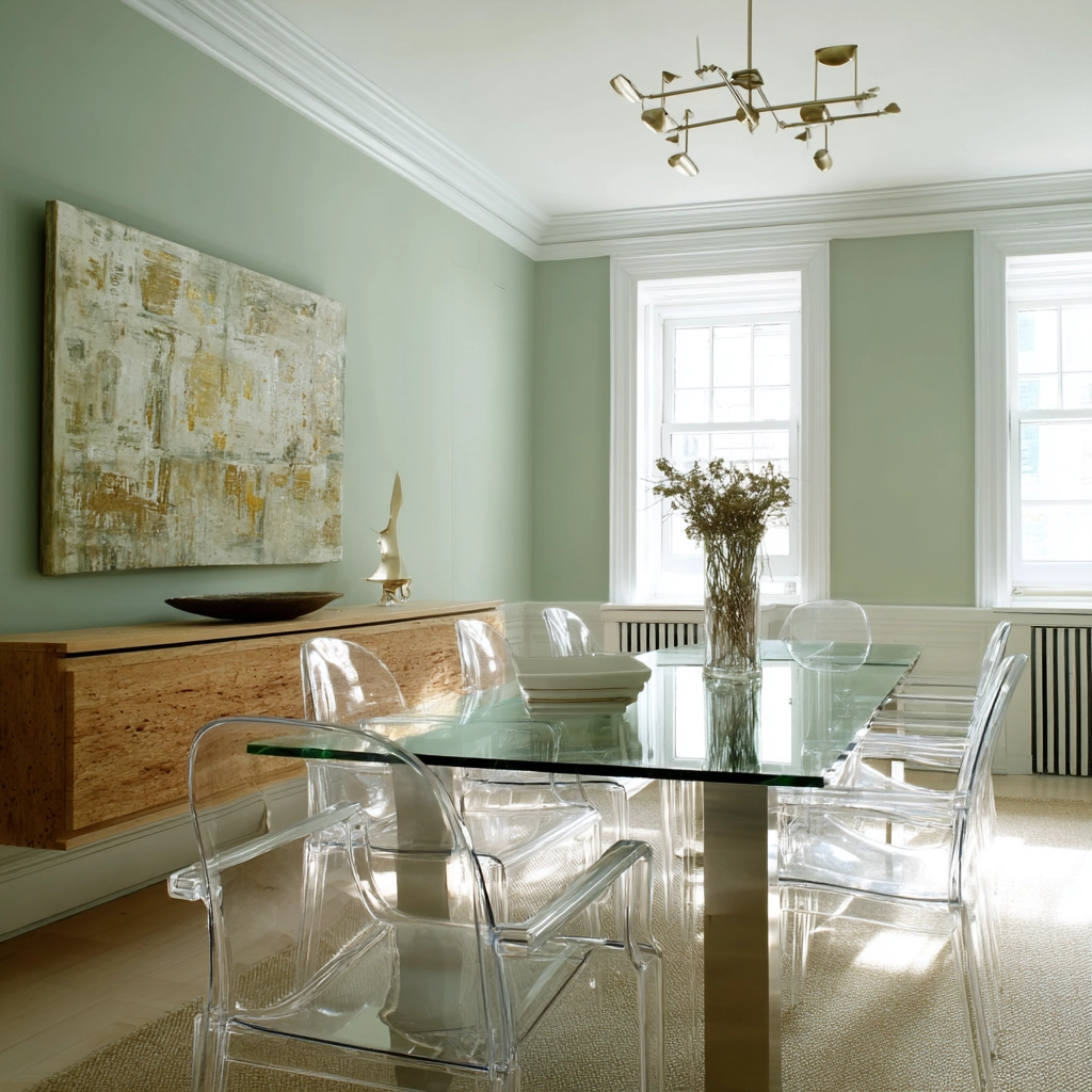 sage green dining room 8