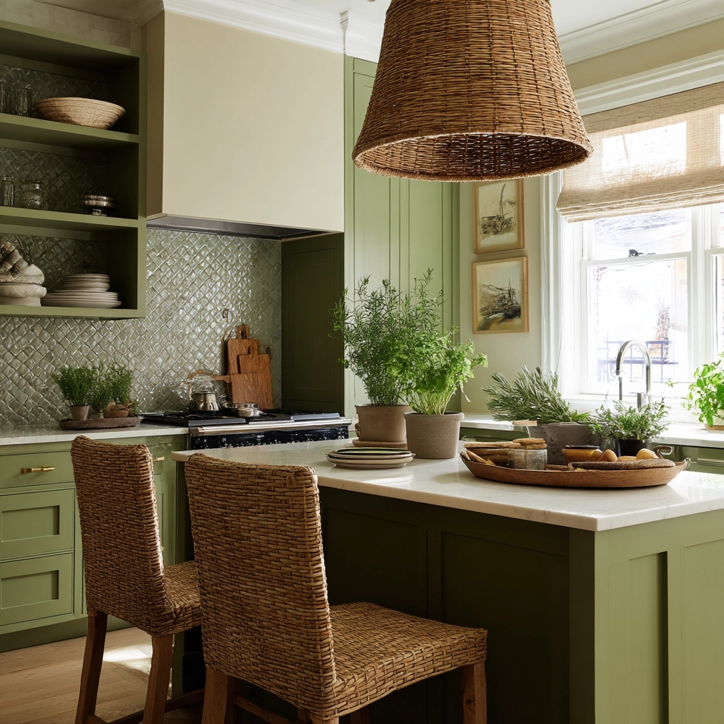 sage green kitchen 60