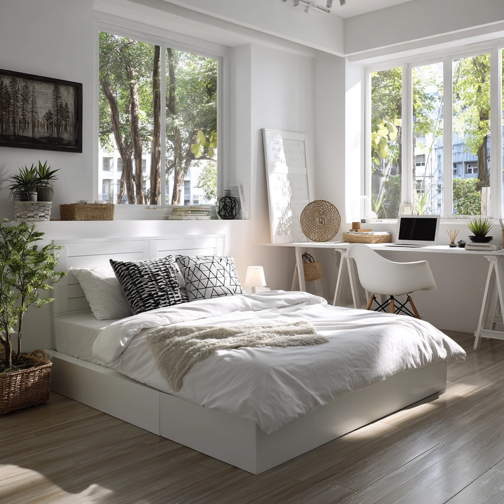 white aesthetic bedroom ideas 54