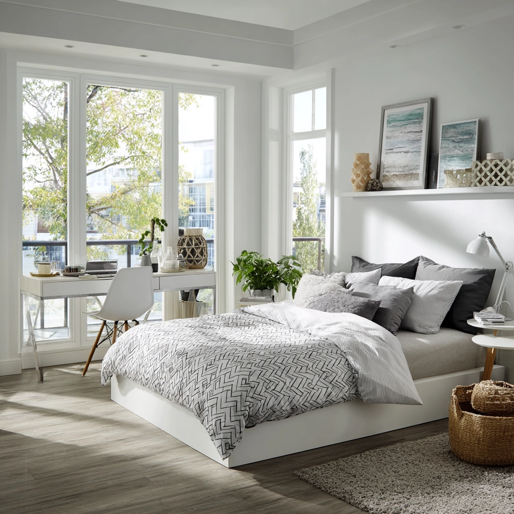 white aesthetic bedroom ideas 56