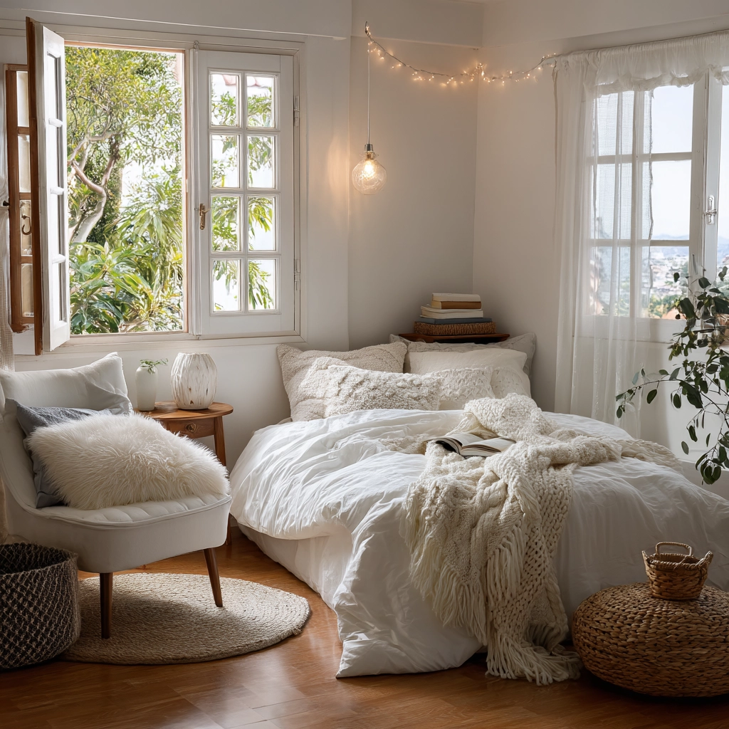 white aesthetic bedroom ideas 59