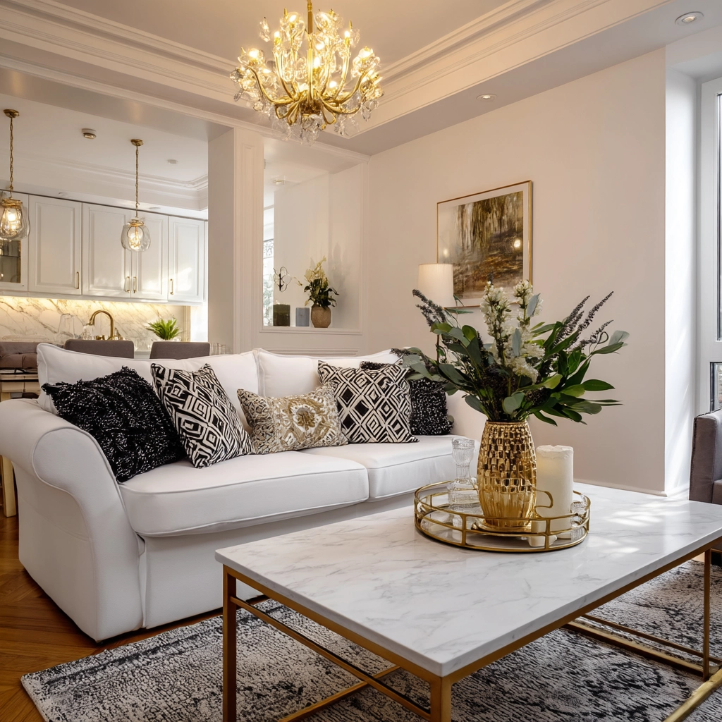 white living room decor 28