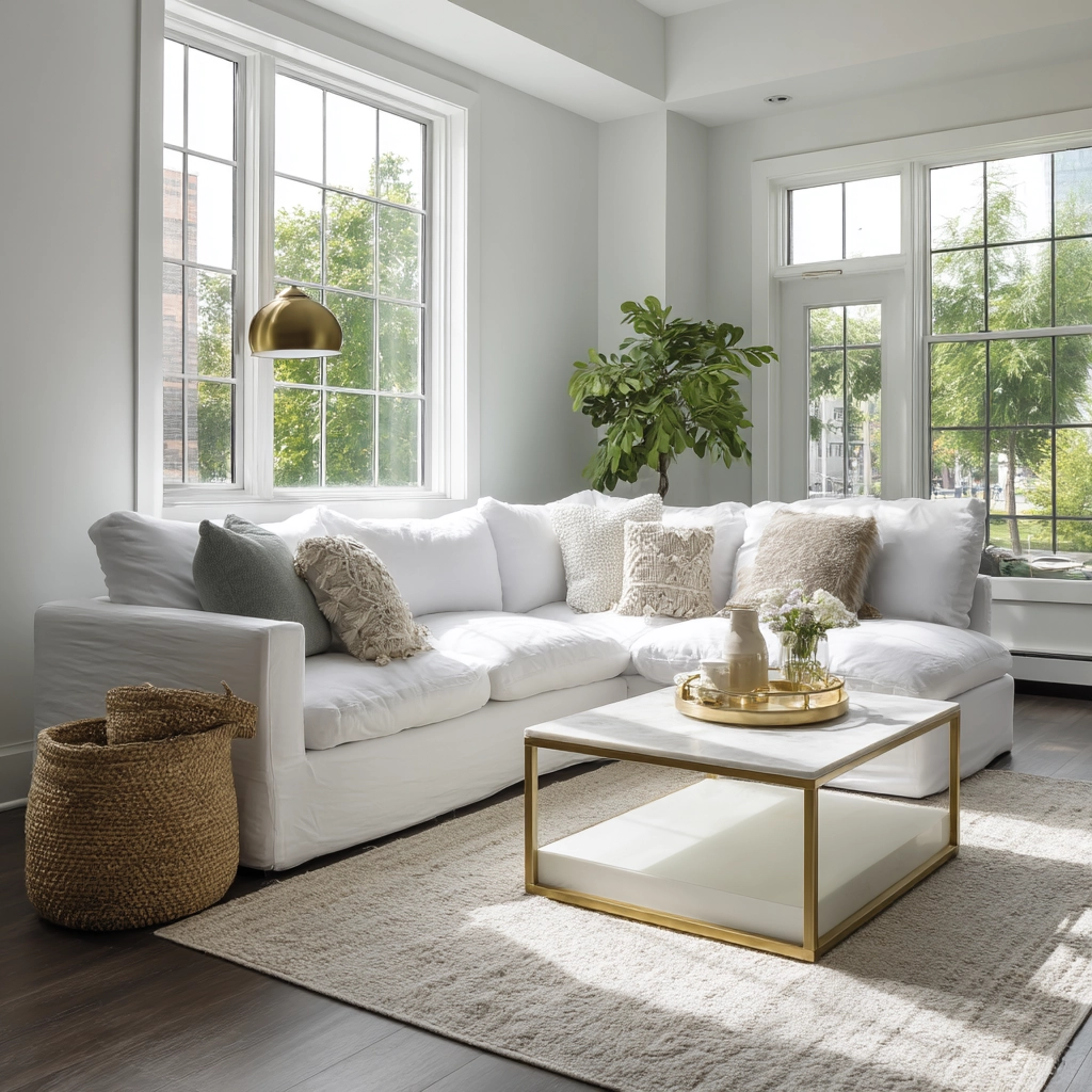 white living room decor 34