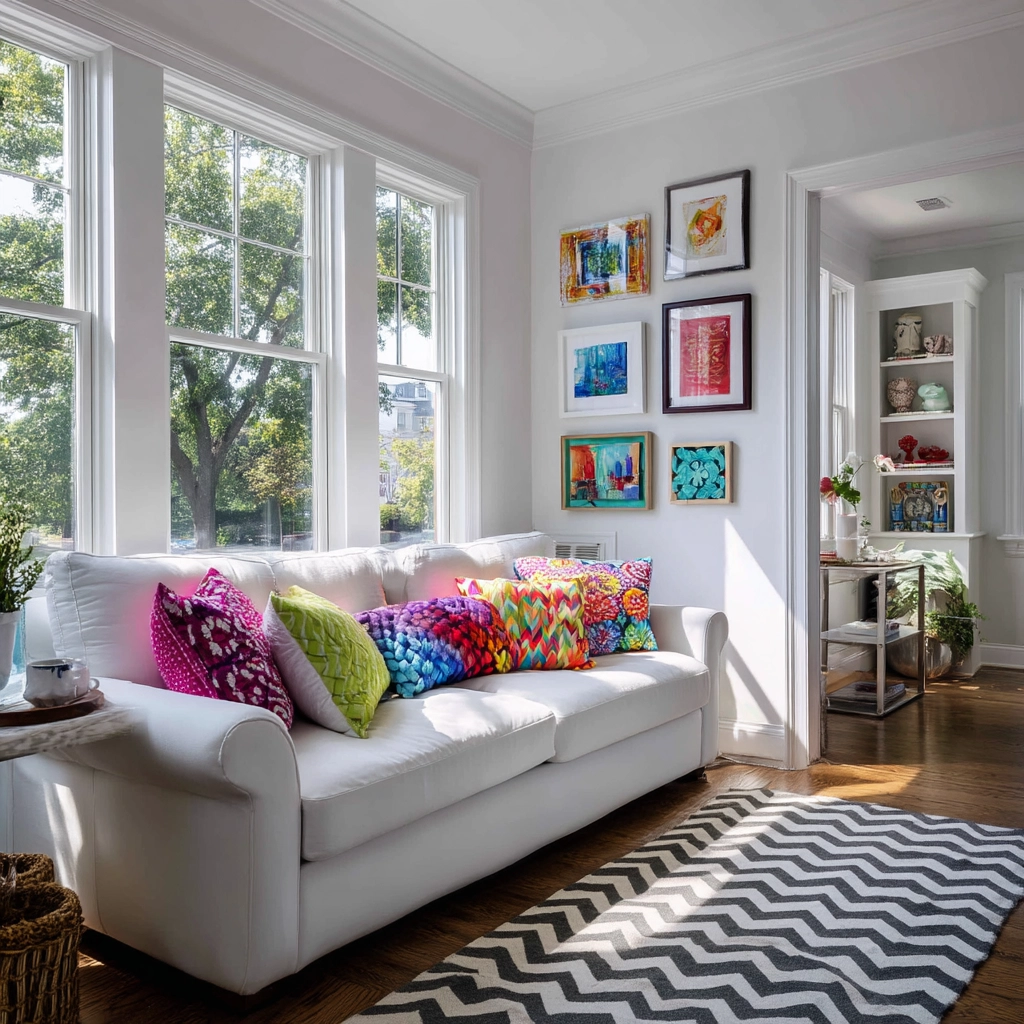 white living room decor 38