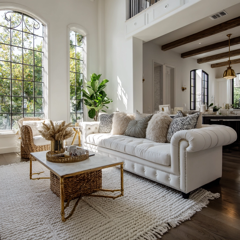 white living room decor 43